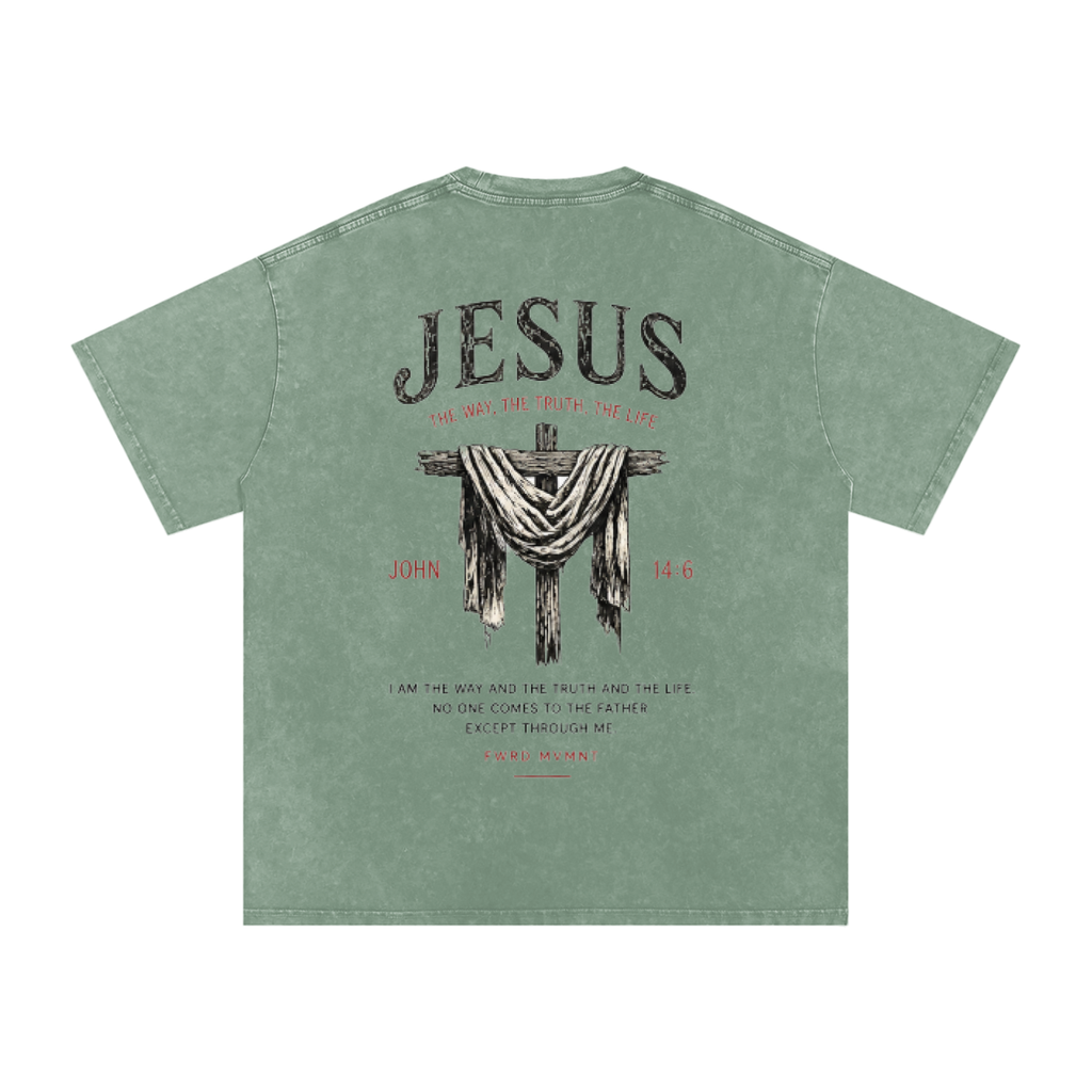 John 14:6 Snow Washed Oversized Tee