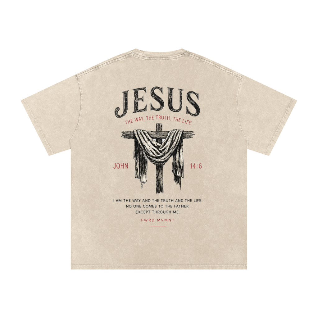 John 14:6 Snow Washed Oversized Tee