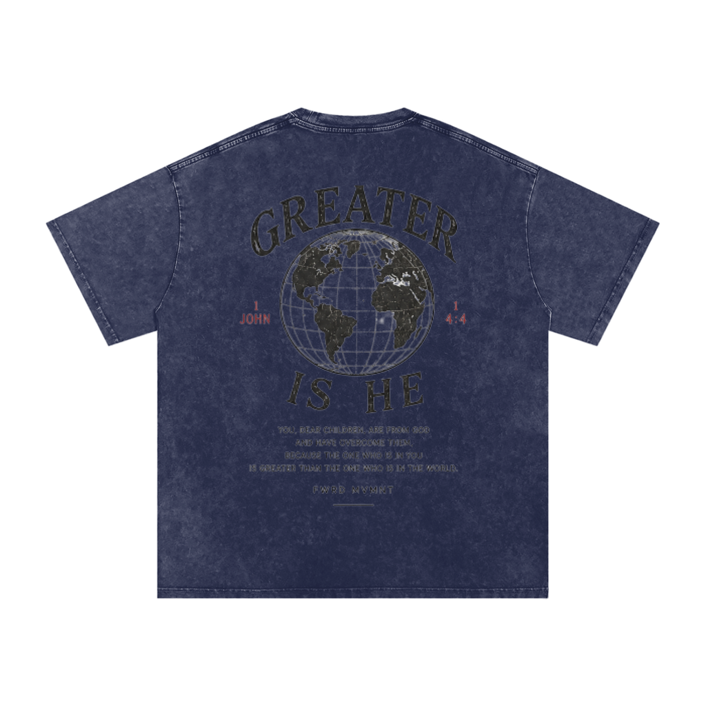 1 John 4:4 Snow Washed Oversized Tee