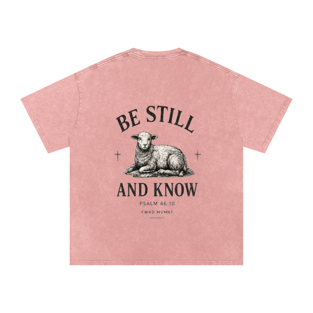 Psalm 46:10 Snow Washed Oversized Tee