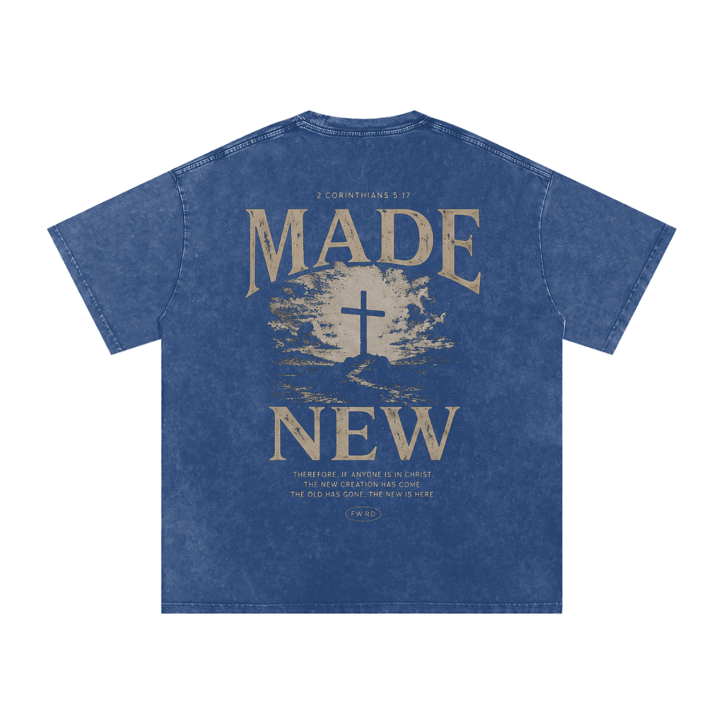 2 Corinthians 5:17 Snow Washed Oversized Tee