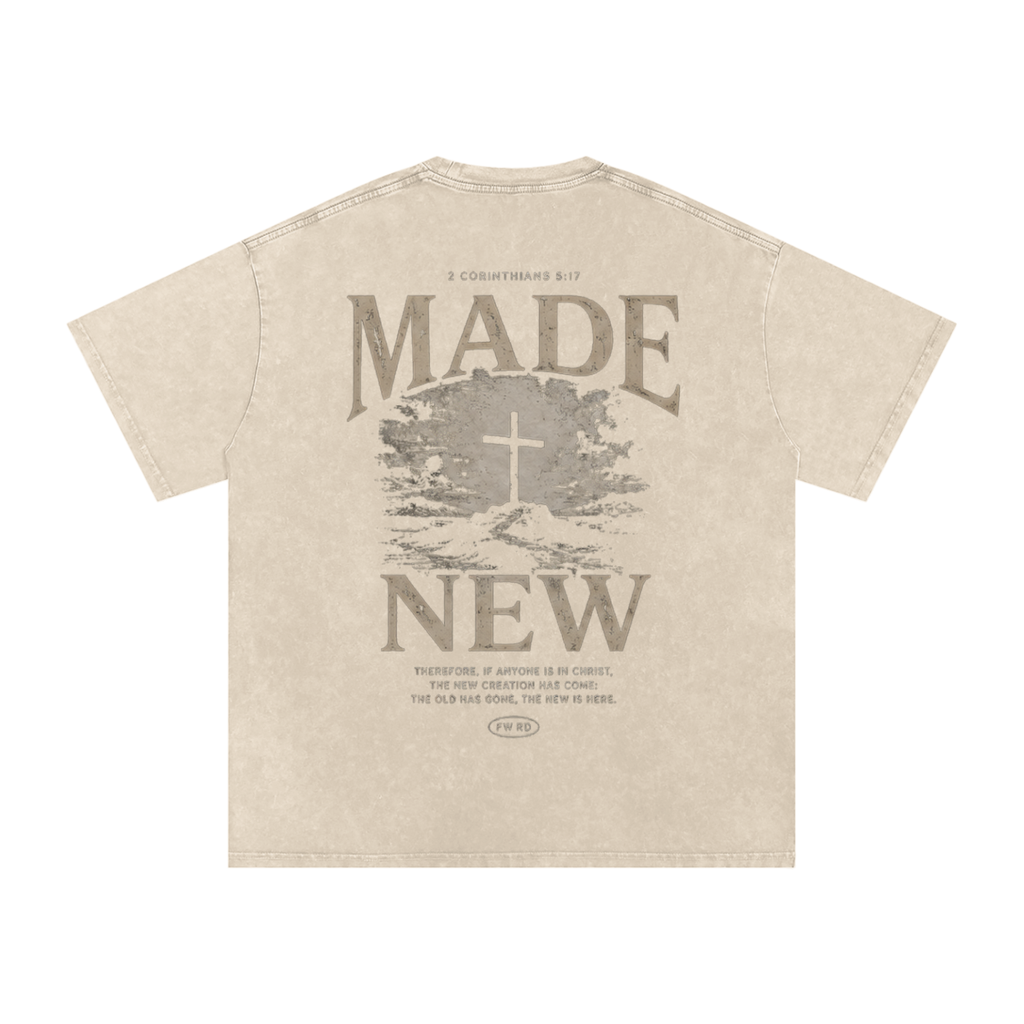 2 Corinthians 5:17 Snow Washed Oversized Tee
