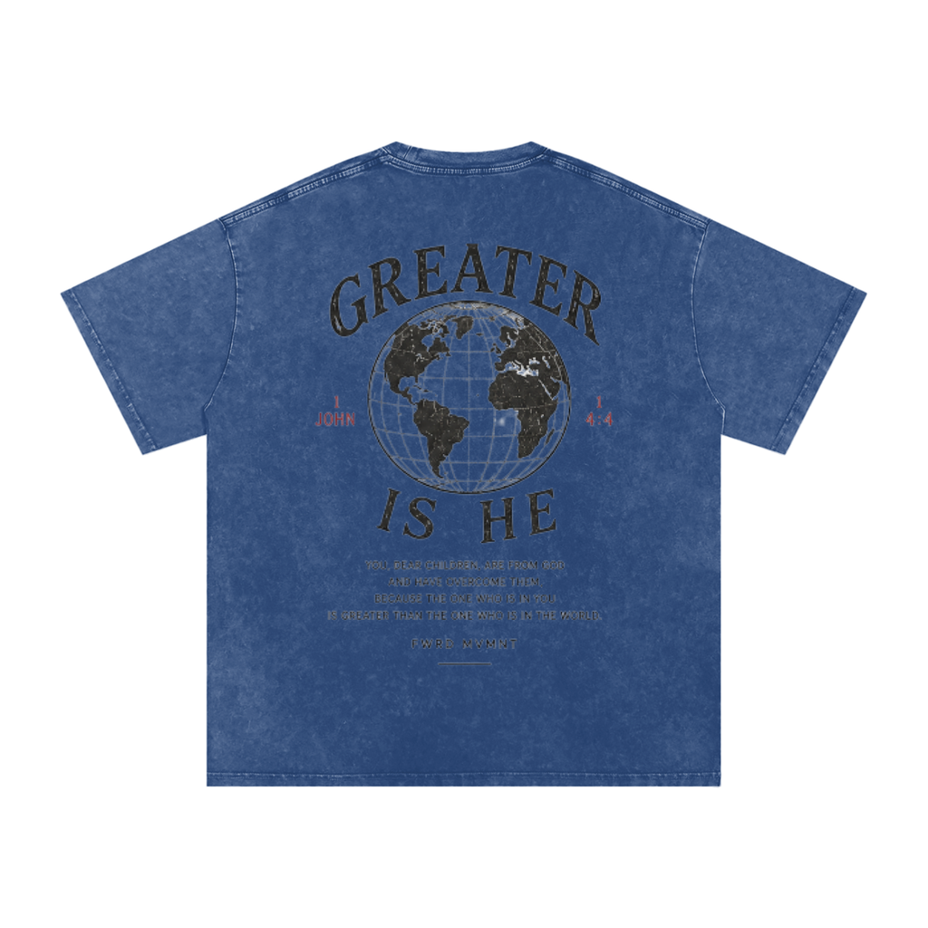 1 John 4:4 Snow Washed Oversized Tee