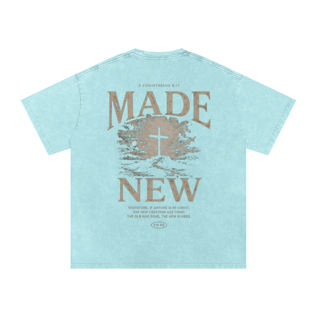 2 Corinthians 5:17 Snow Washed Oversized Tee