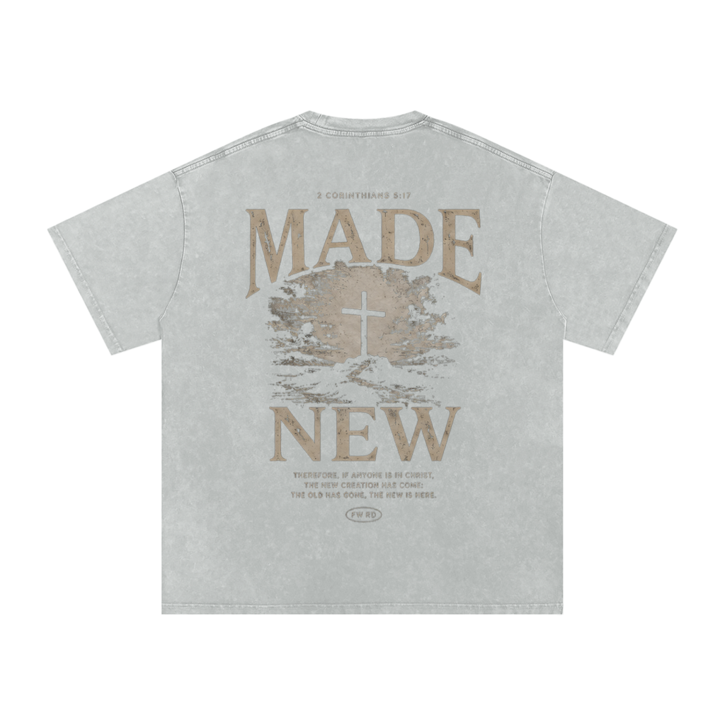 2 Corinthians 5:17 Snow Washed Oversized Tee