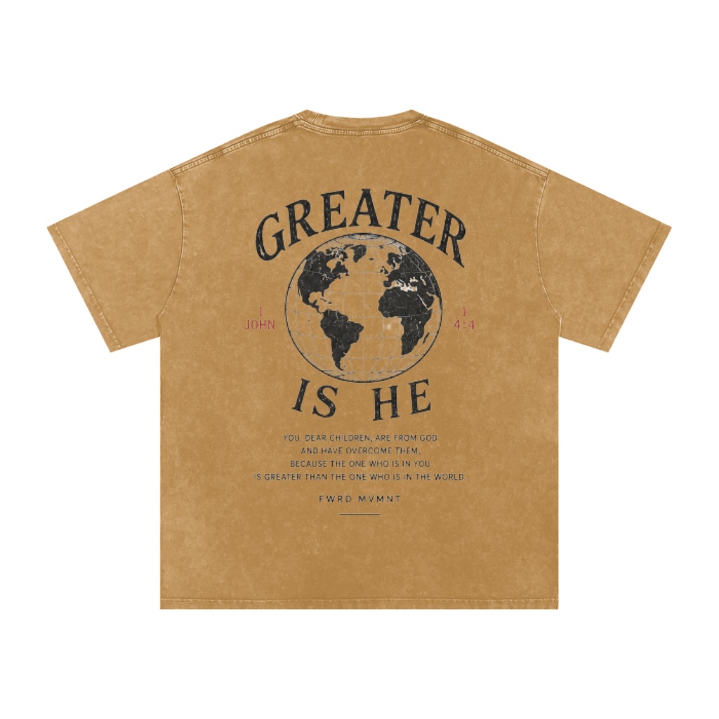 1 John 4:4 Snow Washed Oversized Tee