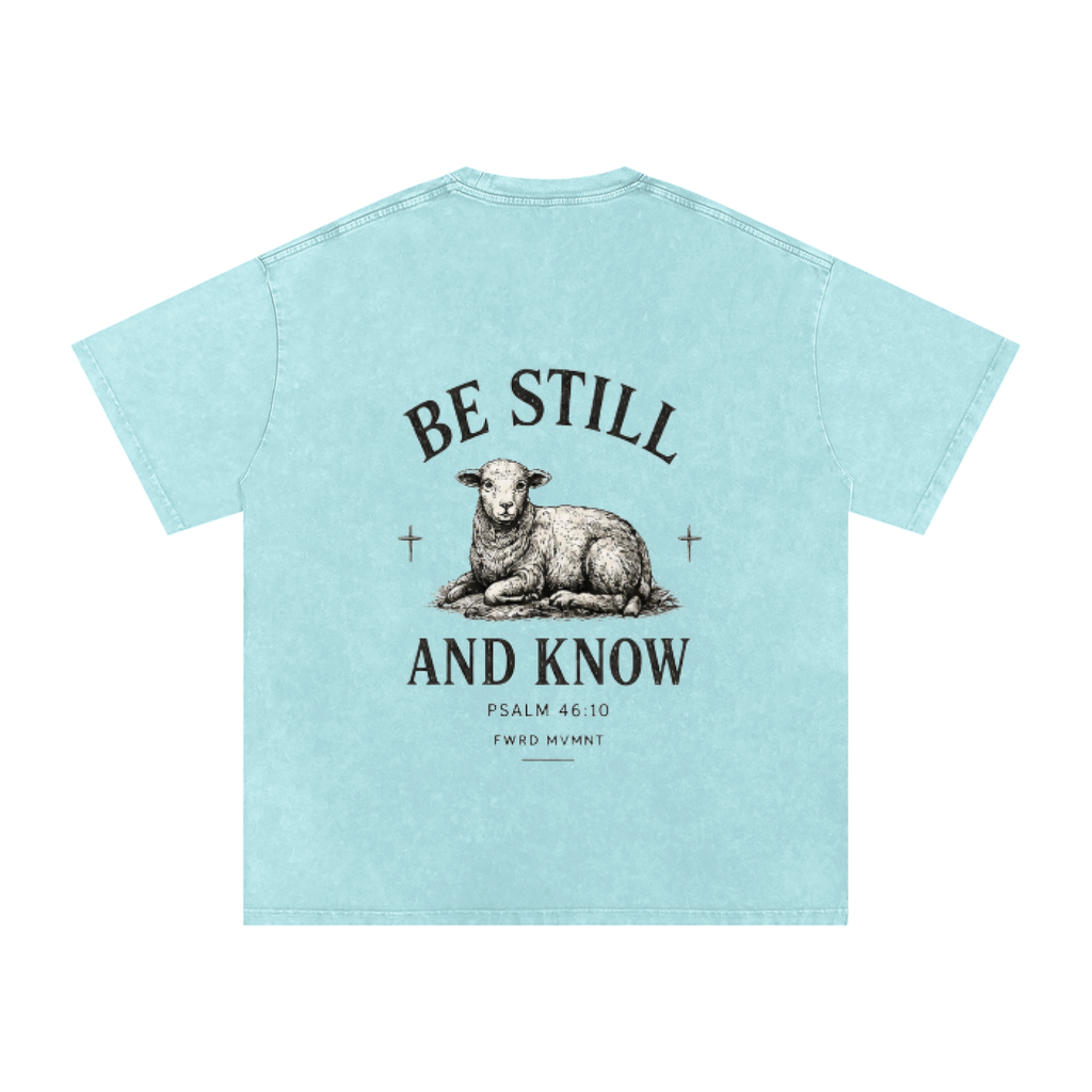Psalm 46:10 Snow Washed Oversized Tee