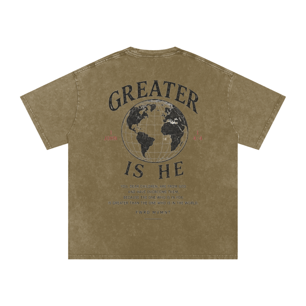 1 John 4:4 Snow Washed Oversized Tee