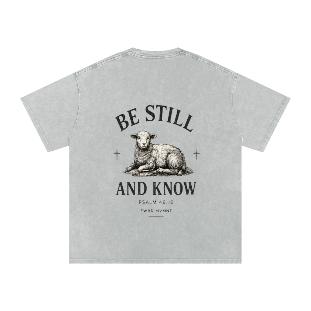 Psalm 46:10 Snow Washed Oversized Tee