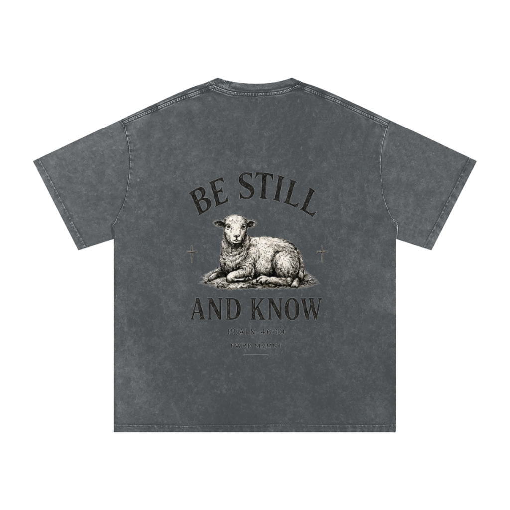 Psalm 46:10 Snow Washed Oversized Tee