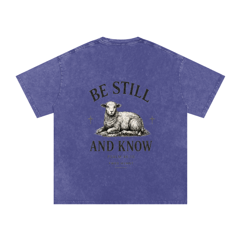 Psalm 46:10 Snow Washed Oversized Tee