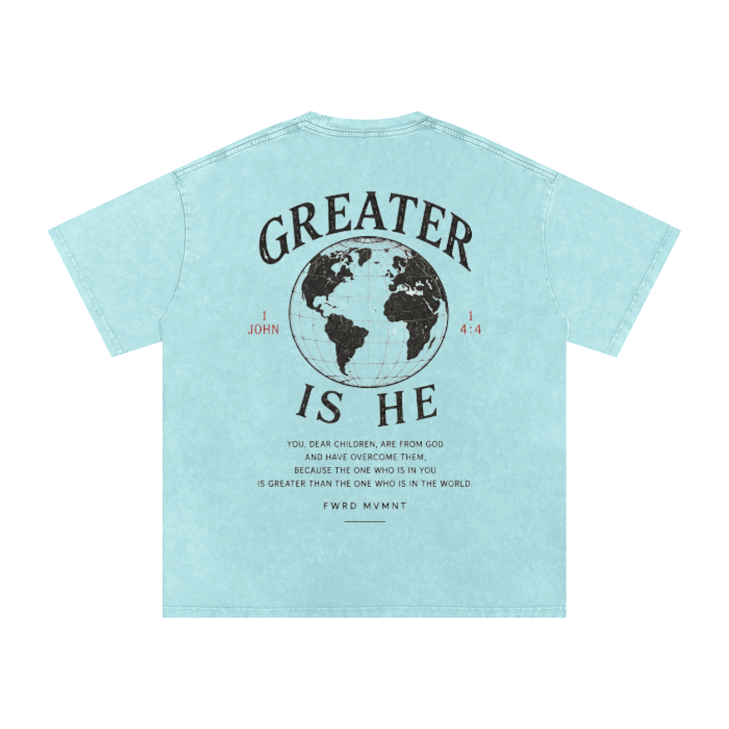 1 John 4:4 Snow Washed Oversized Tee
