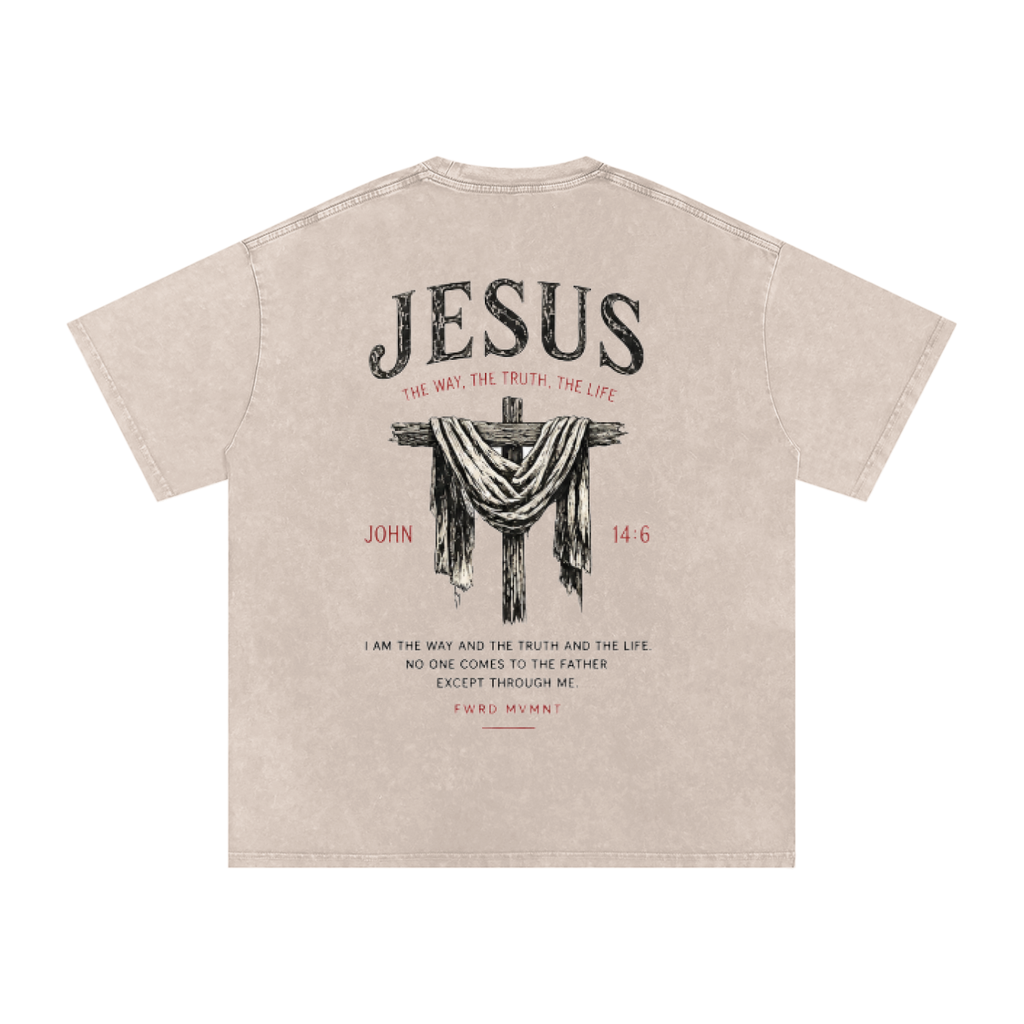 John 14:6 - Snow Washed Oversized Cotton T-Shirt